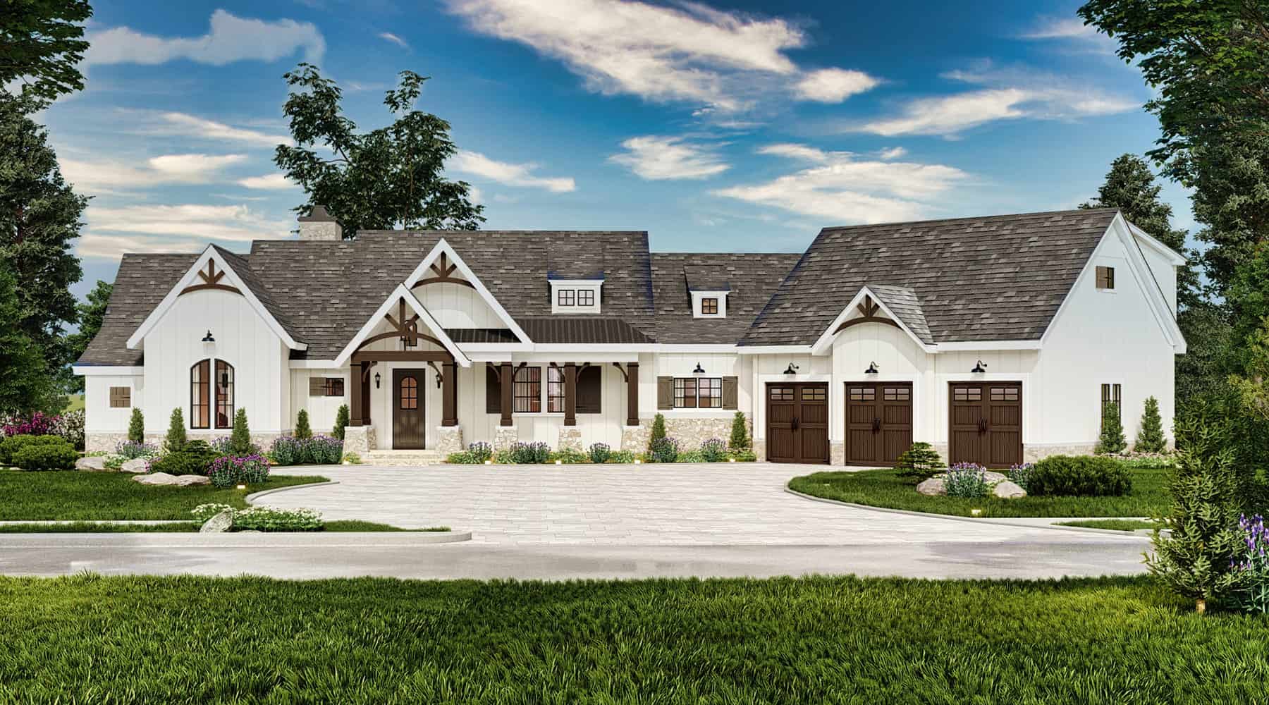 Front elevation of Contemporary home (ThePlanCollection: House Plan #106-1336)