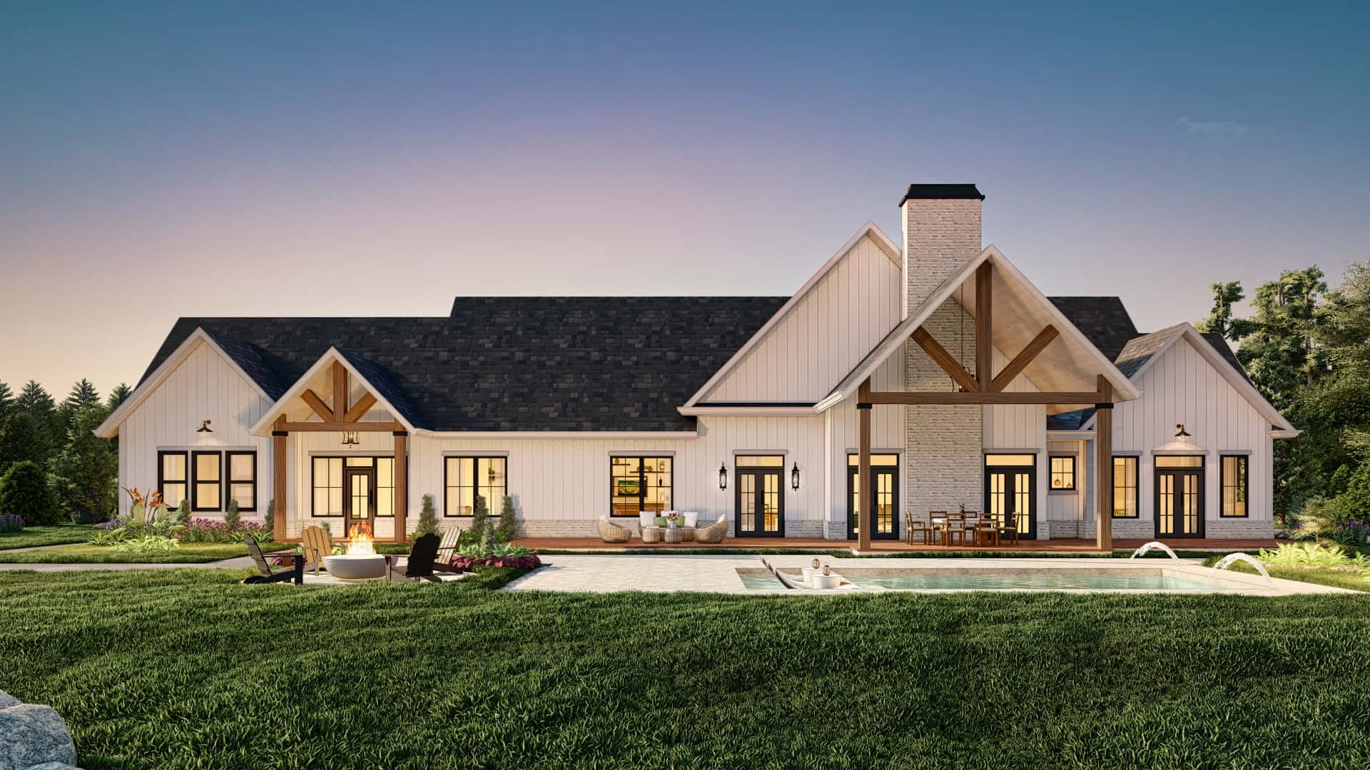 Rear View of this 4-Bedroom,3686 Sq Ft Plan -106-1338