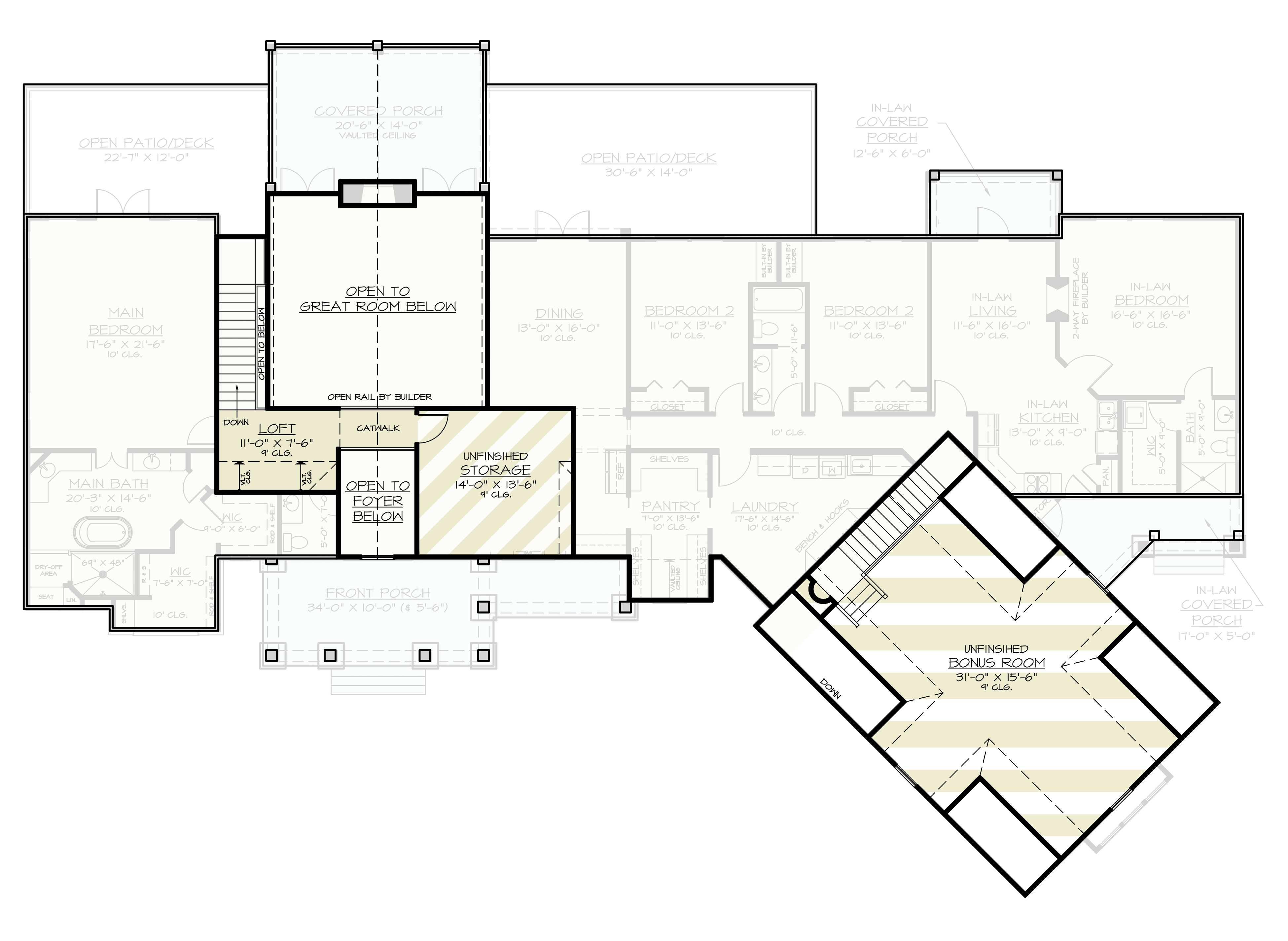 Main Level of Modern Farmhouse Plan #106-1338