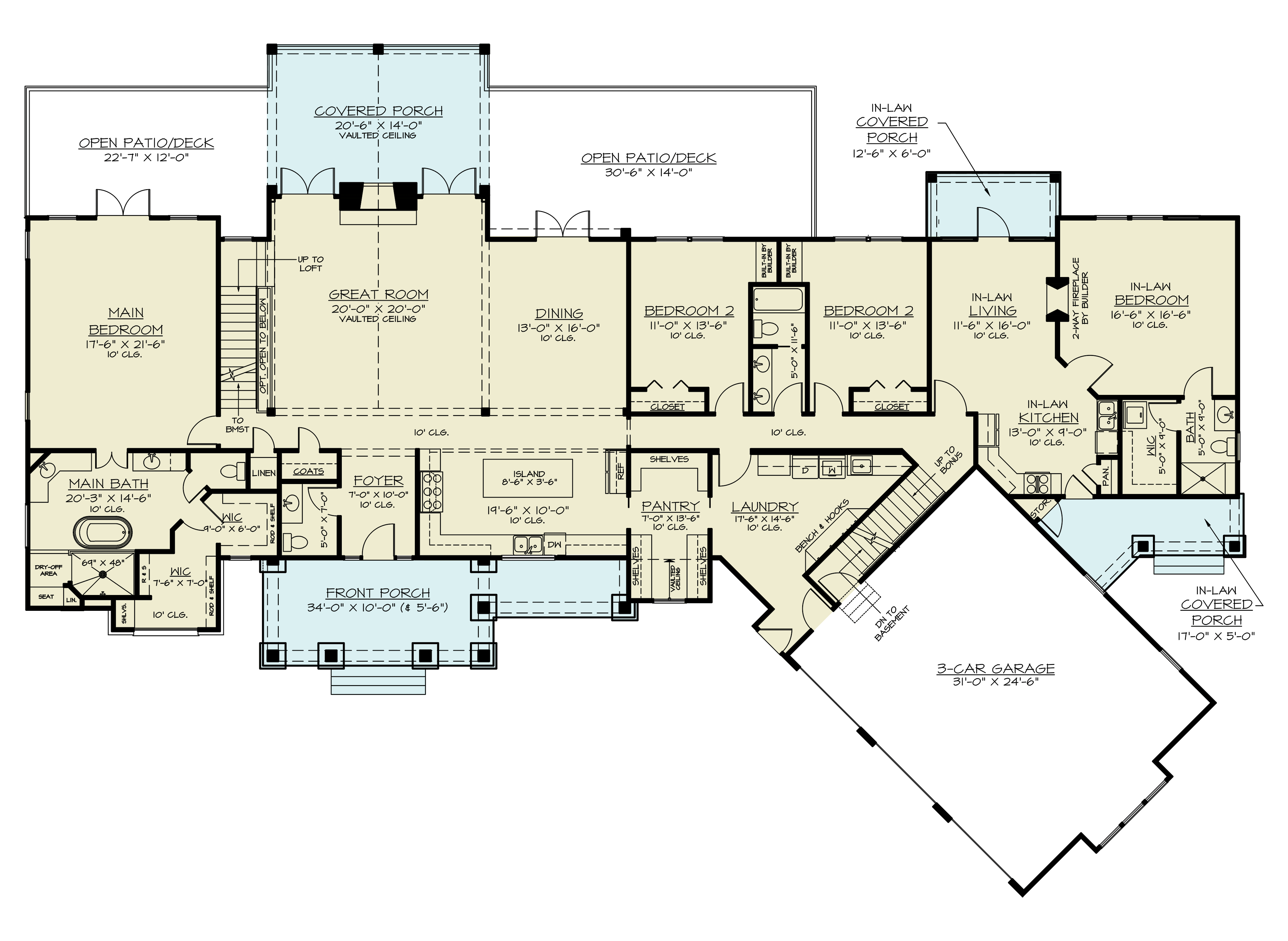Main Level of Modern Farmhouse Plan #106-1338
