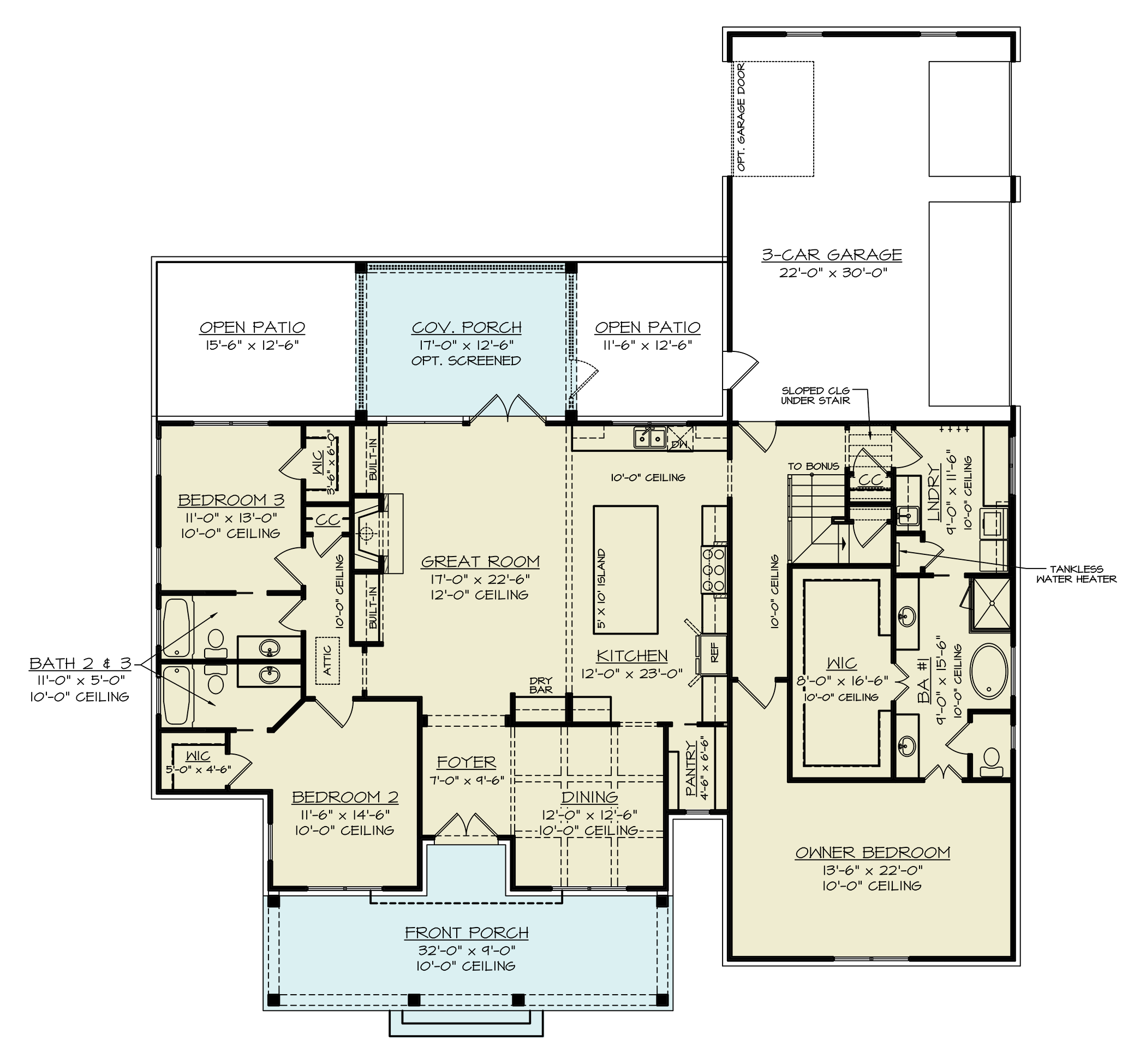 Main Level of Modern Farmhouse Plan #106-1339