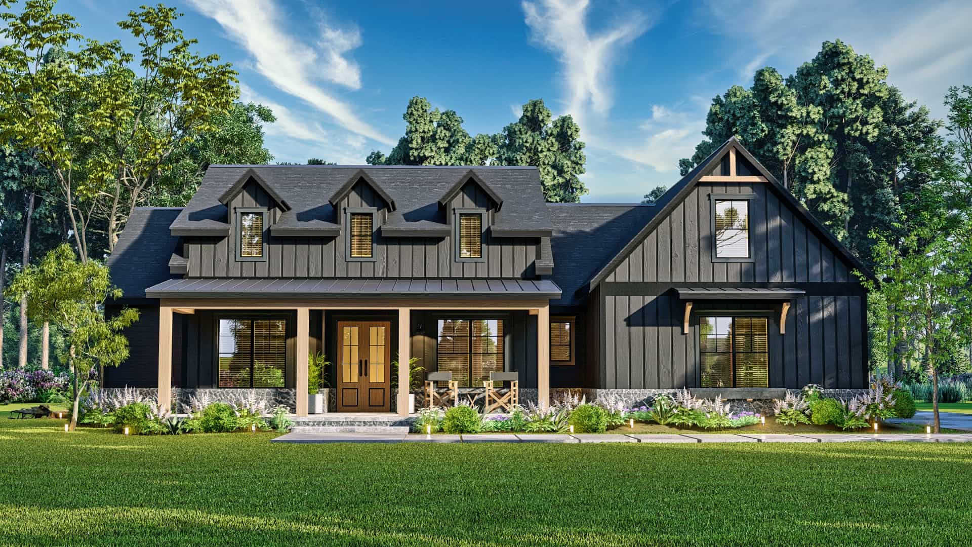 Front elevation of Modern Farmhouse home (ThePlanCollection: House Plan #106-1339)