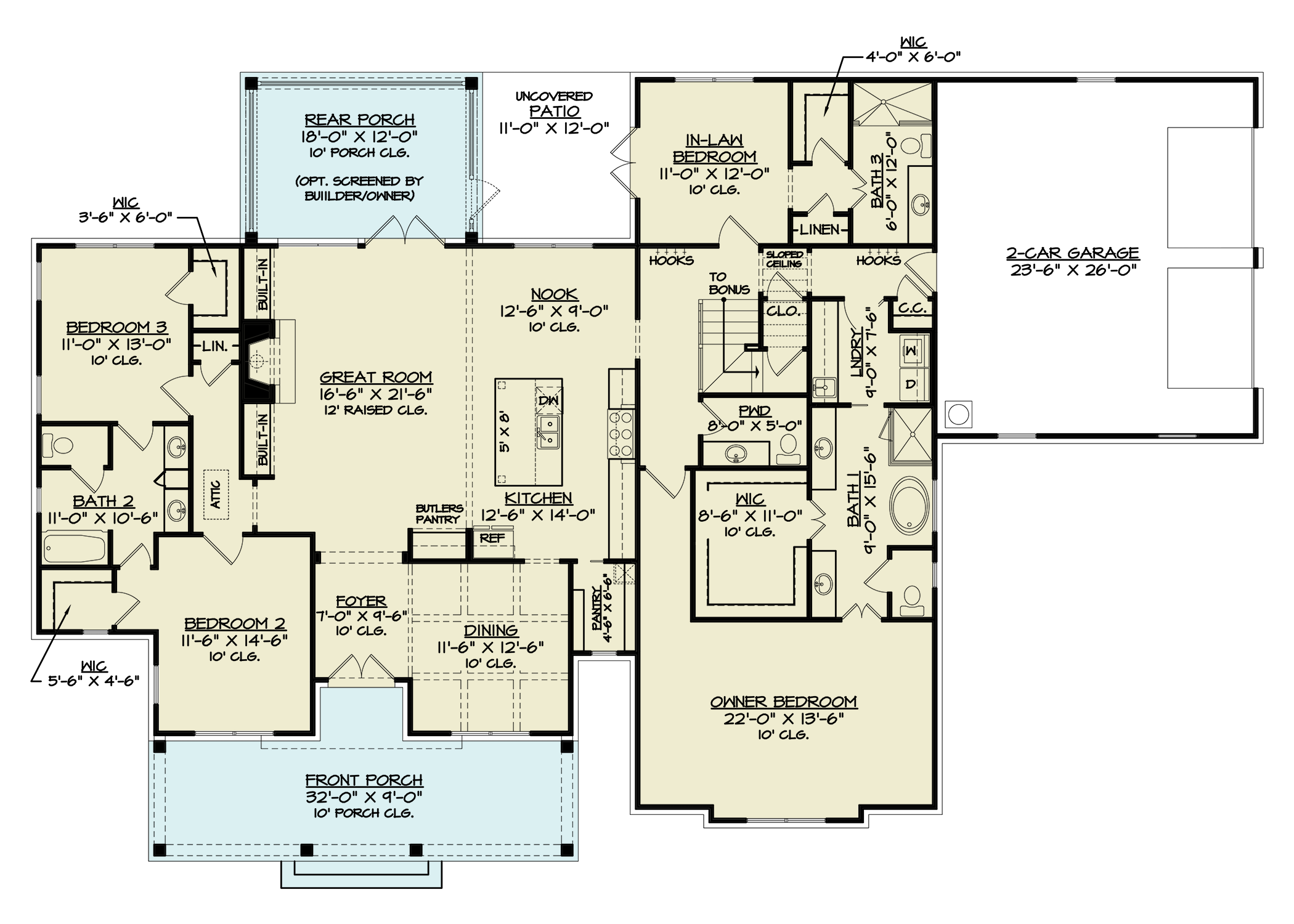 Main Level of Modern Farmhouse Plan #106-1340