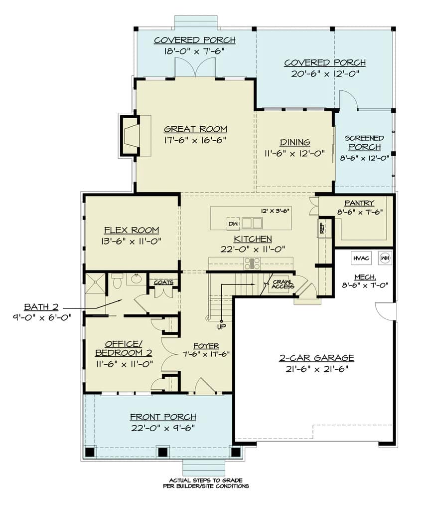 Main Level of Modern Farmhouse Plan #106-1342