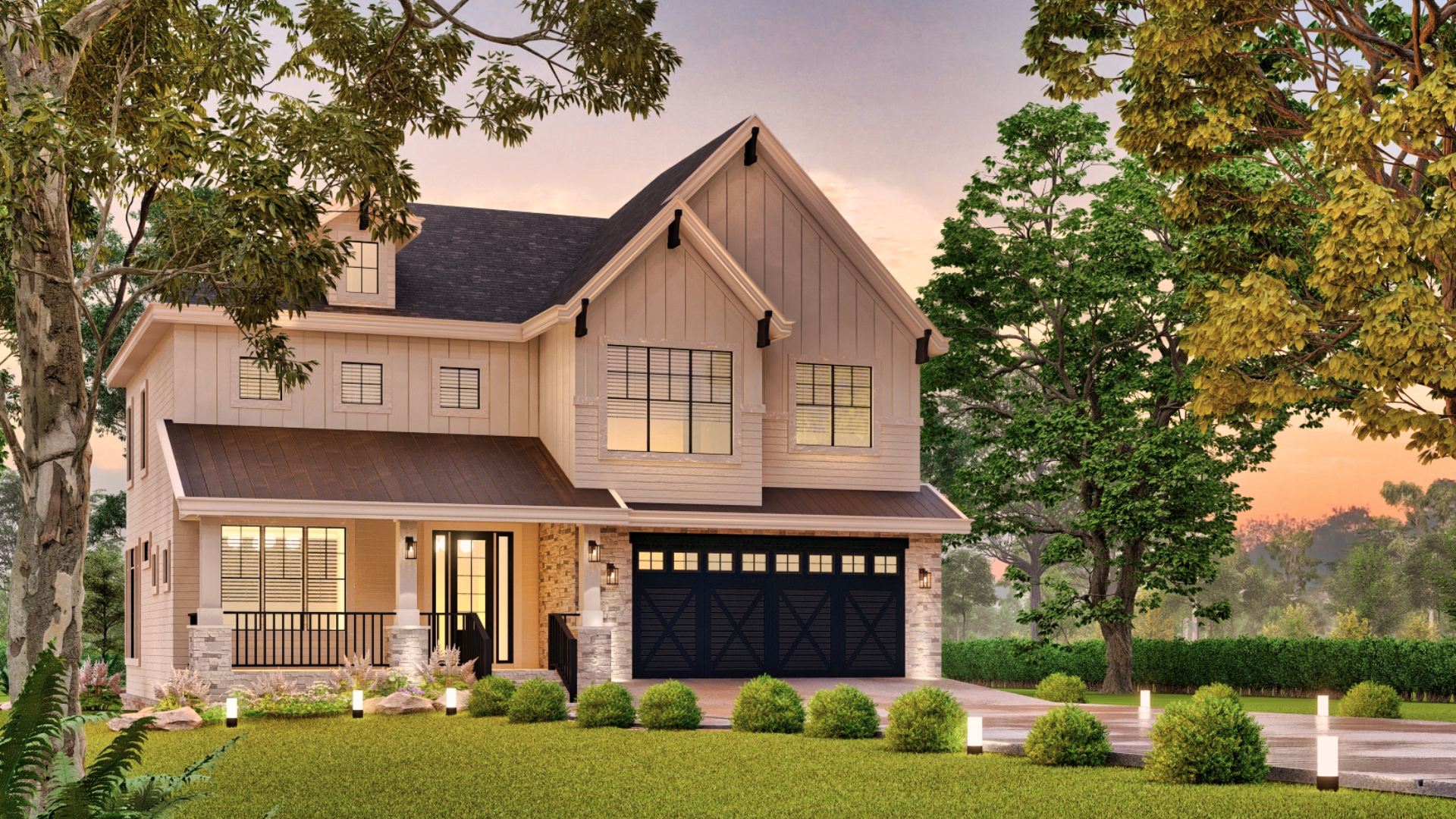Home at Night of this 4-Bedroom,2968 Sq Ft Plan -106-1342