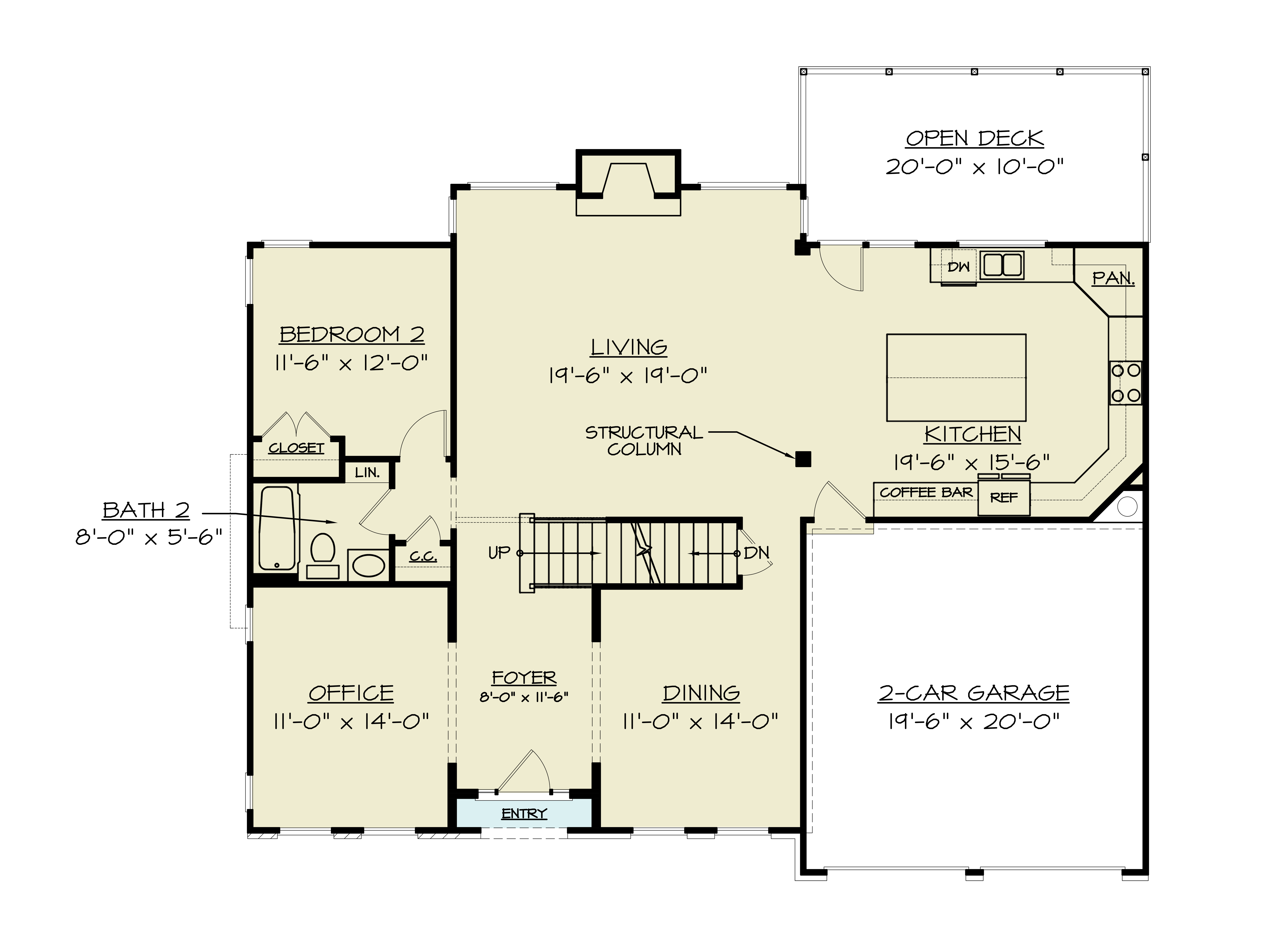 Main Level of Modern Farmhouse Plan #106-1343