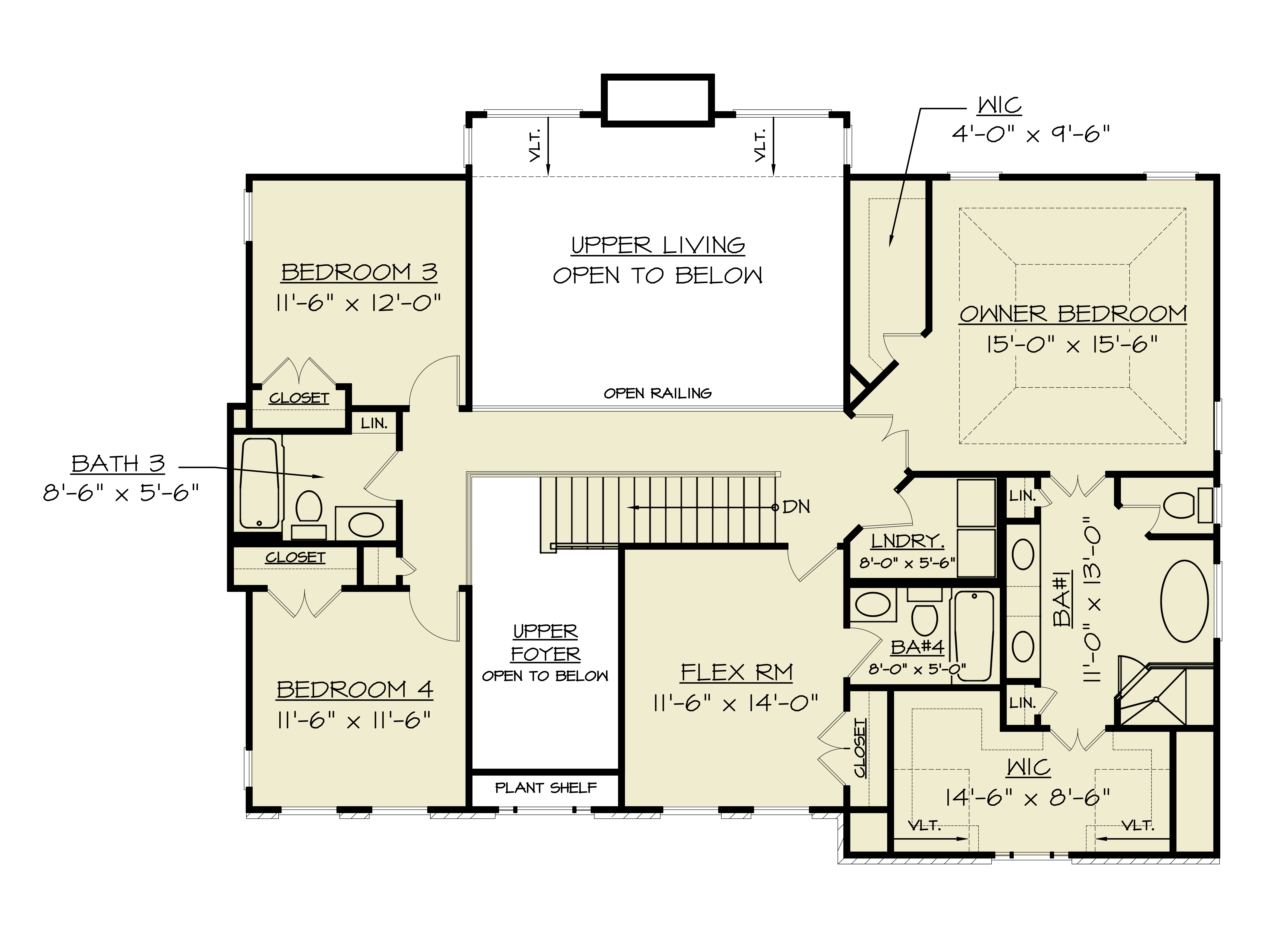 Upper Level of Modern Farmhouse Plan #106-1343