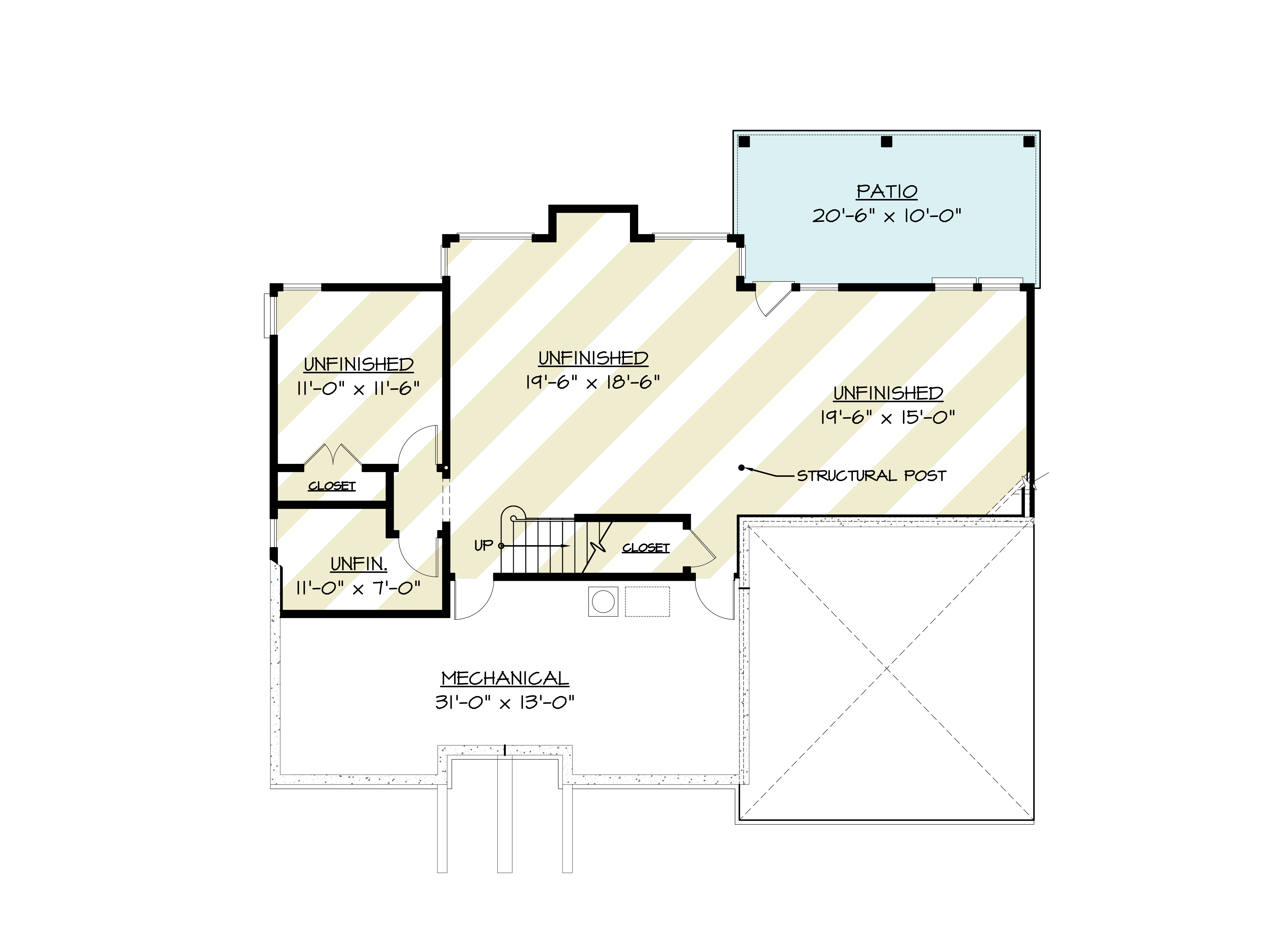 Basement of Modern Farmhouse Plan #106-1343