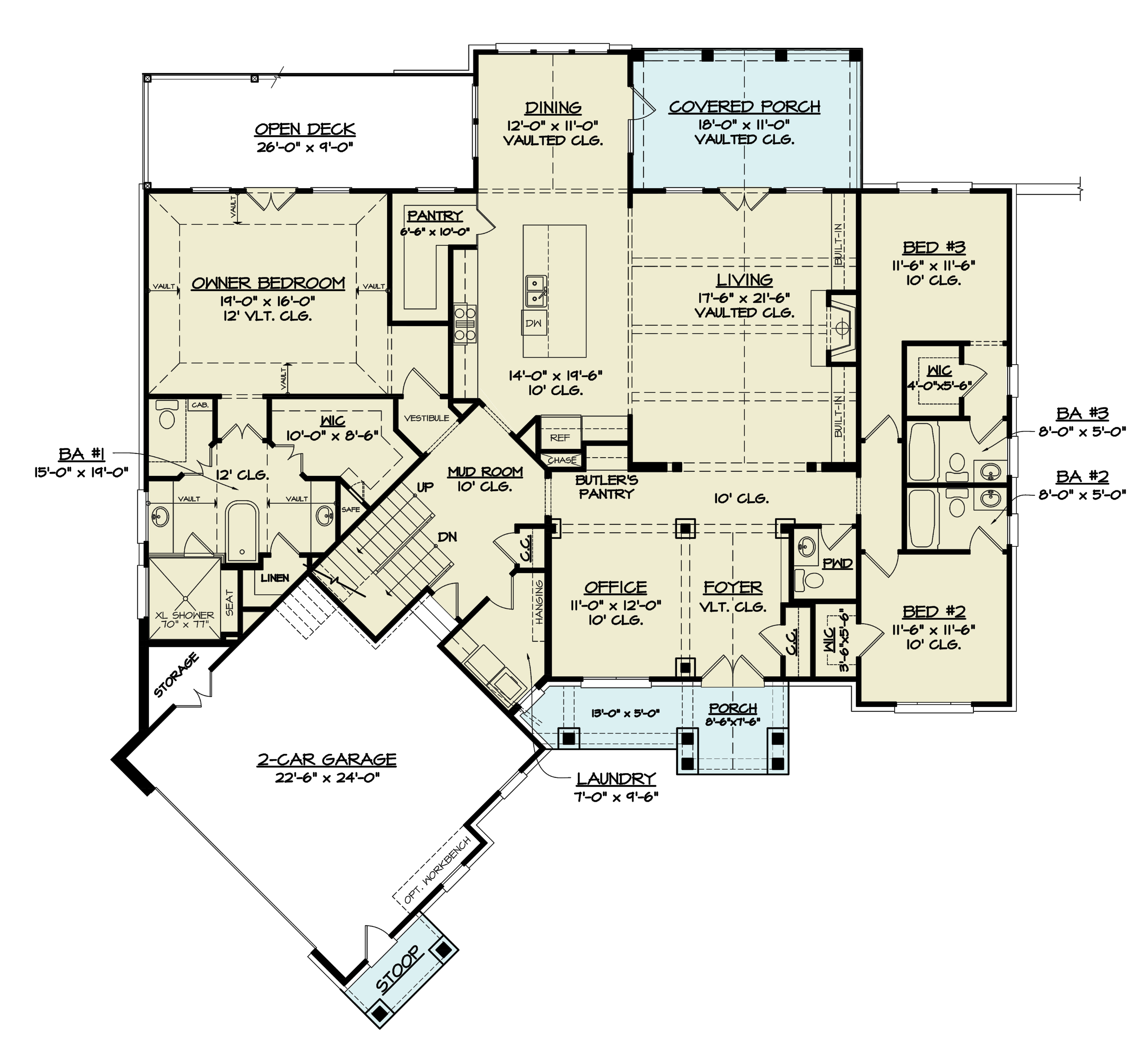 Main Level of Modern Farmhouse Plan #106-1344