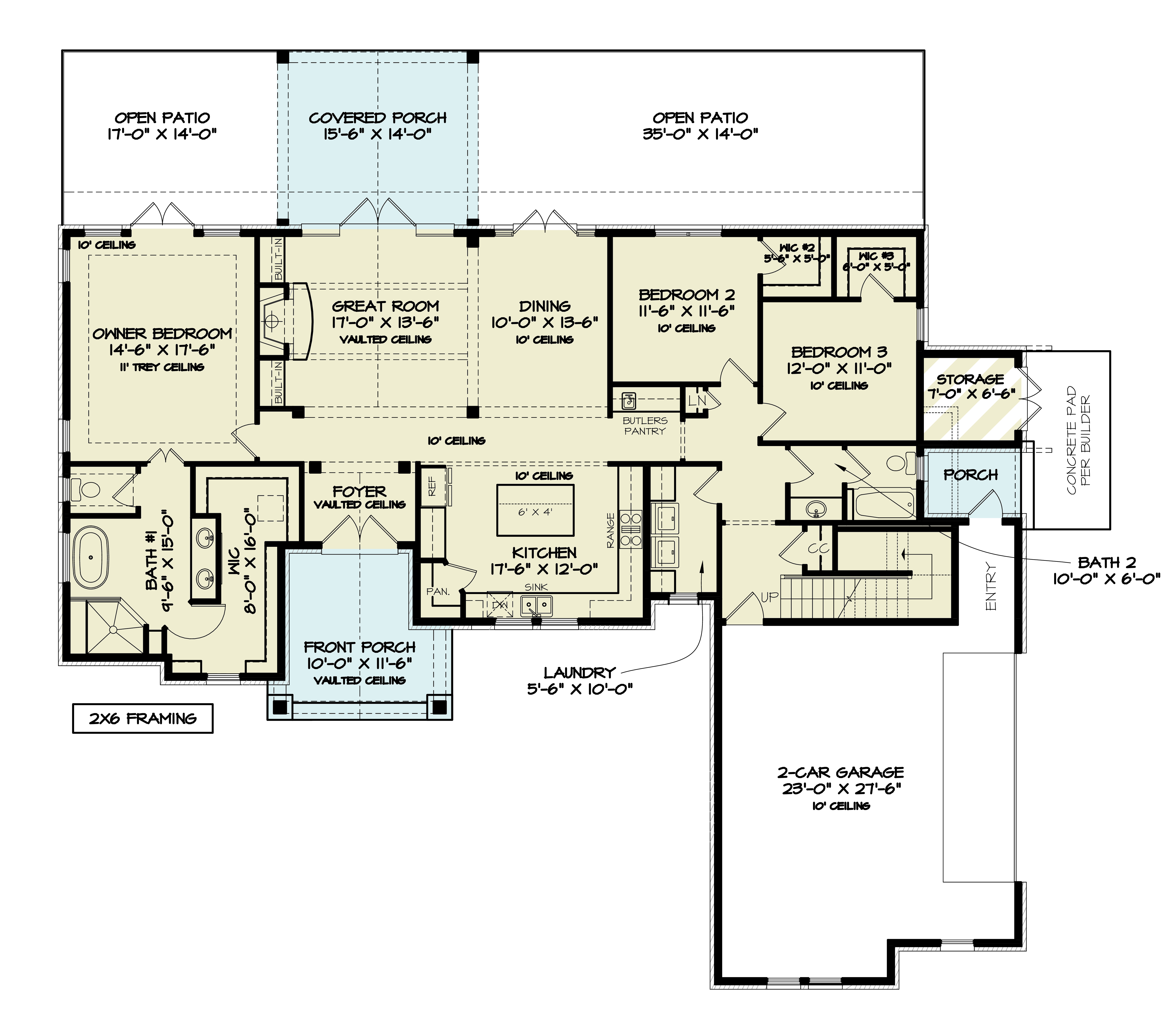Main Level of Modern Farmhouse Plan #106-1346