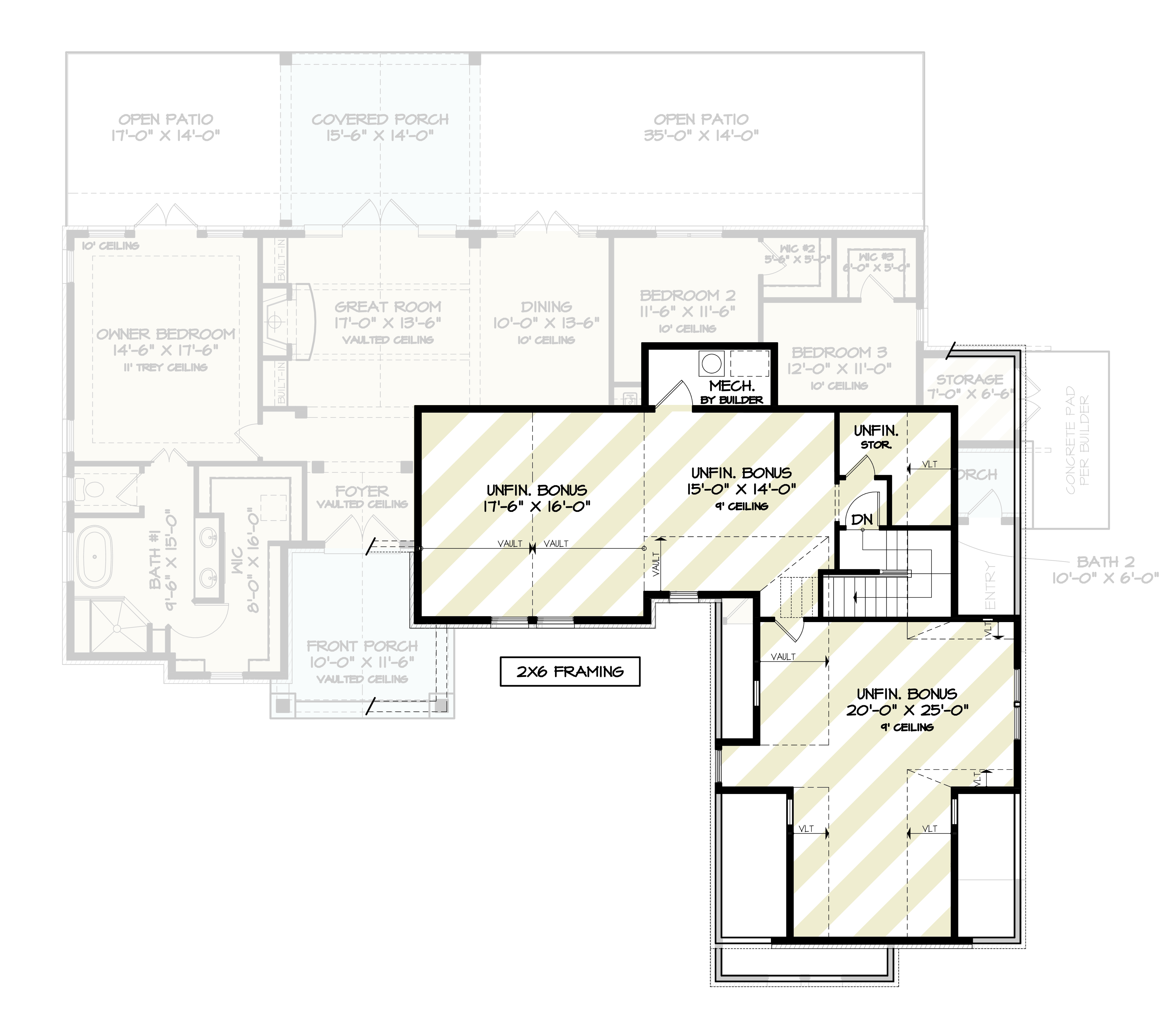 Upper Level of Modern Farmhouse Plan #106-1346