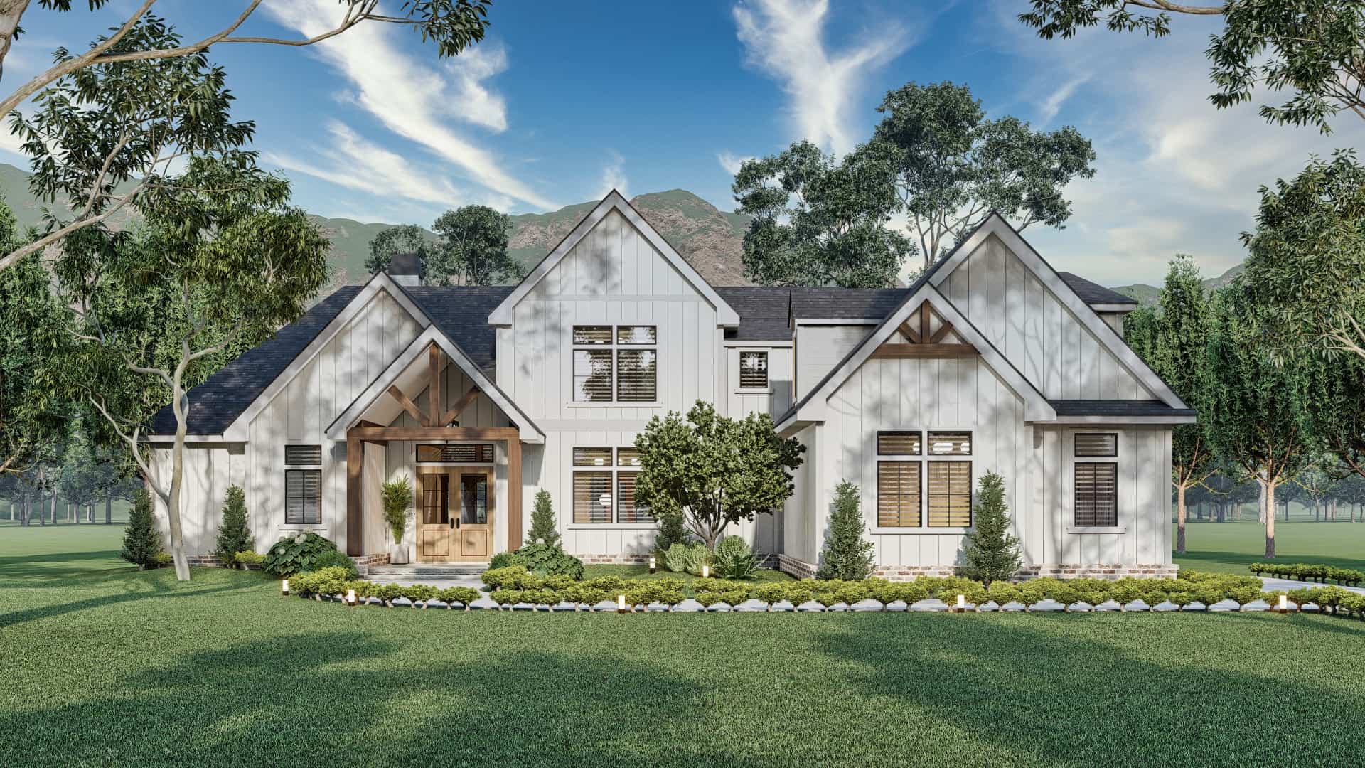 Front elevation of Modern Farmhouse home (ThePlanCollection: House Plan #106-1346)