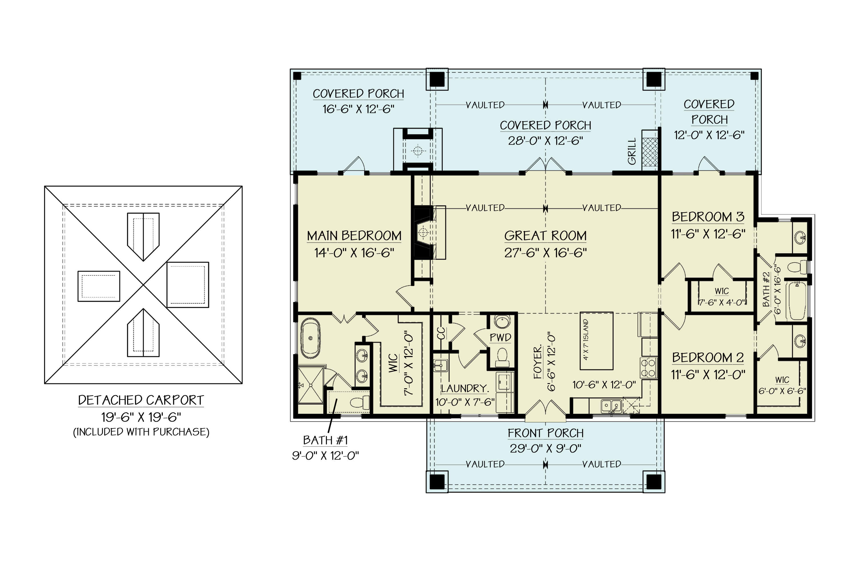 Main Level of Modern Farmhouse Plan #106-1347