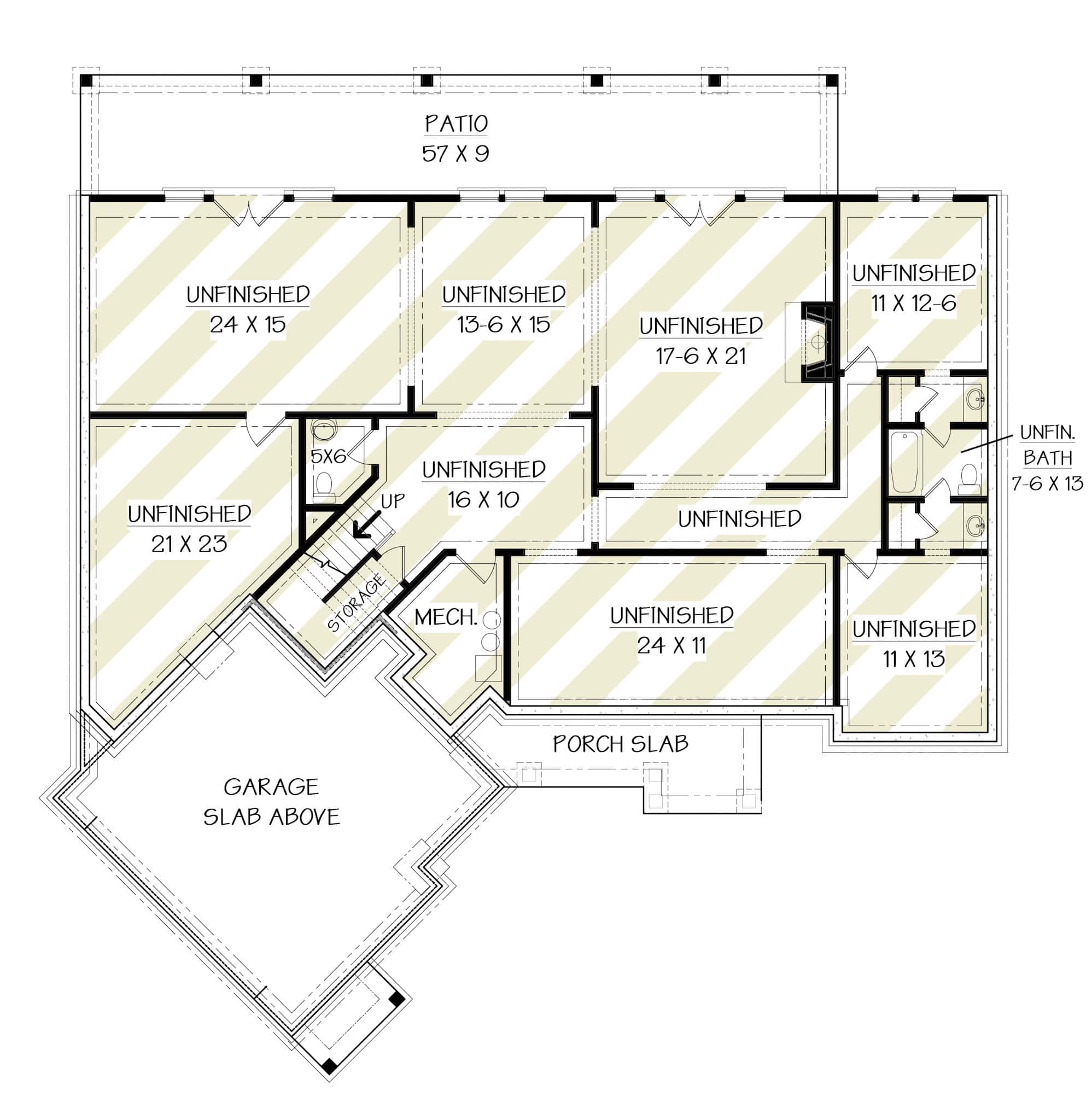 Basement of Modern Farmhouse Plan #106-1349