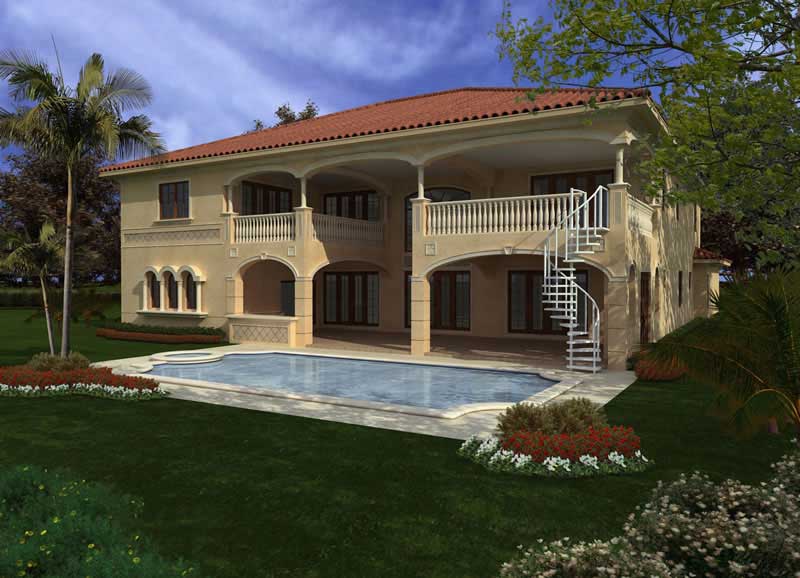 Home Plan Rear Elevation of this 6-Bedroom,6175 Sq Ft Plan -107-1002