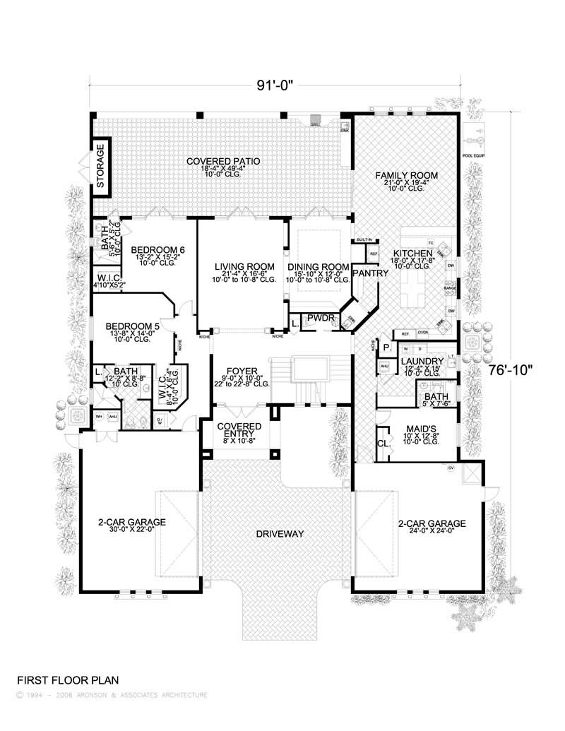 Floor Plan First Story of Luxury Plan #107-1002