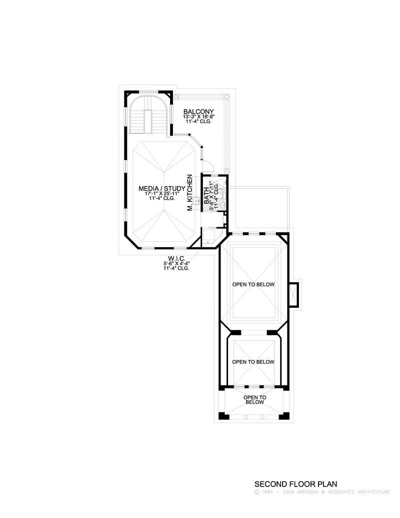 Floor Plan Second Story of Mediterranean Plan #107-1004