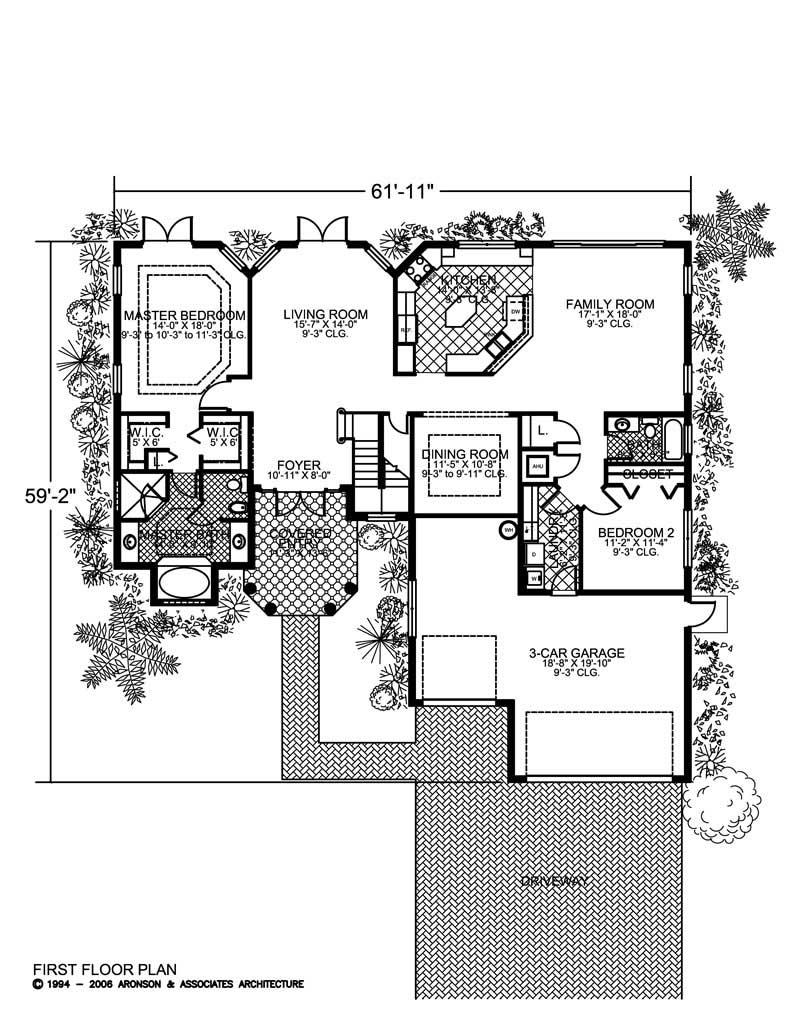 Floor Plan First Story of Mediterranean Plan #107-1005
