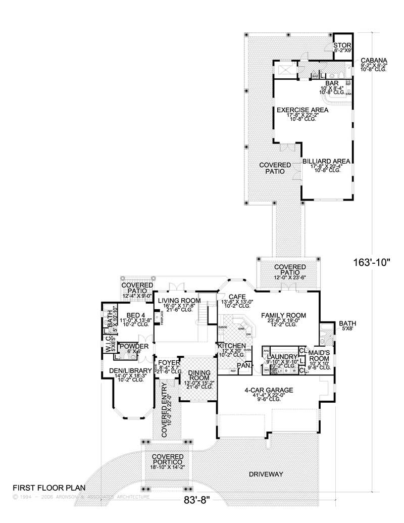 Floor Plan First Story of Luxury Plan #107-1008