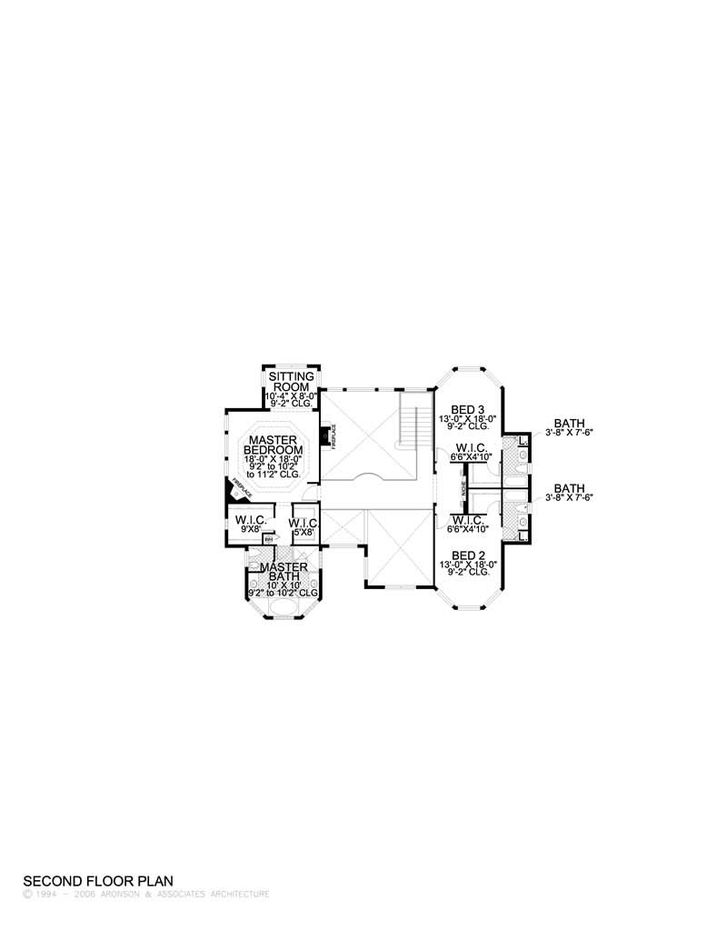Floor Plan Second Story of Luxury Plan #107-1008