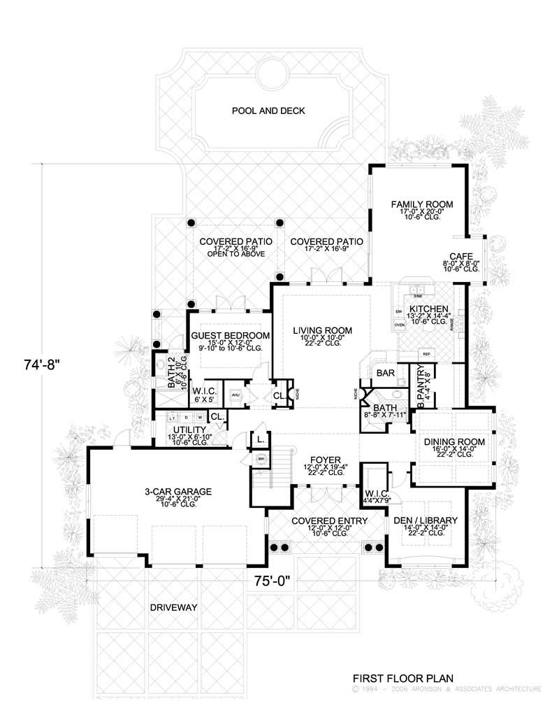 Floor Plan First Story of Luxury Plan #107-1010
