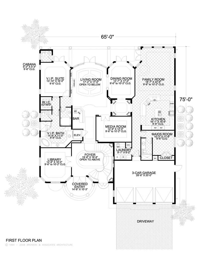 Floor Plan First Story of Luxury Plan #107-1011