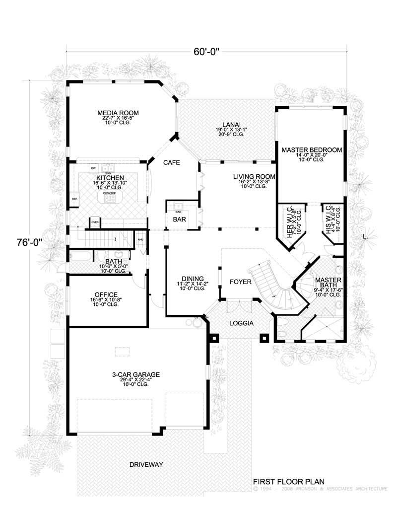 Floor Plan First Story of Mediterranean Plan #107-1012