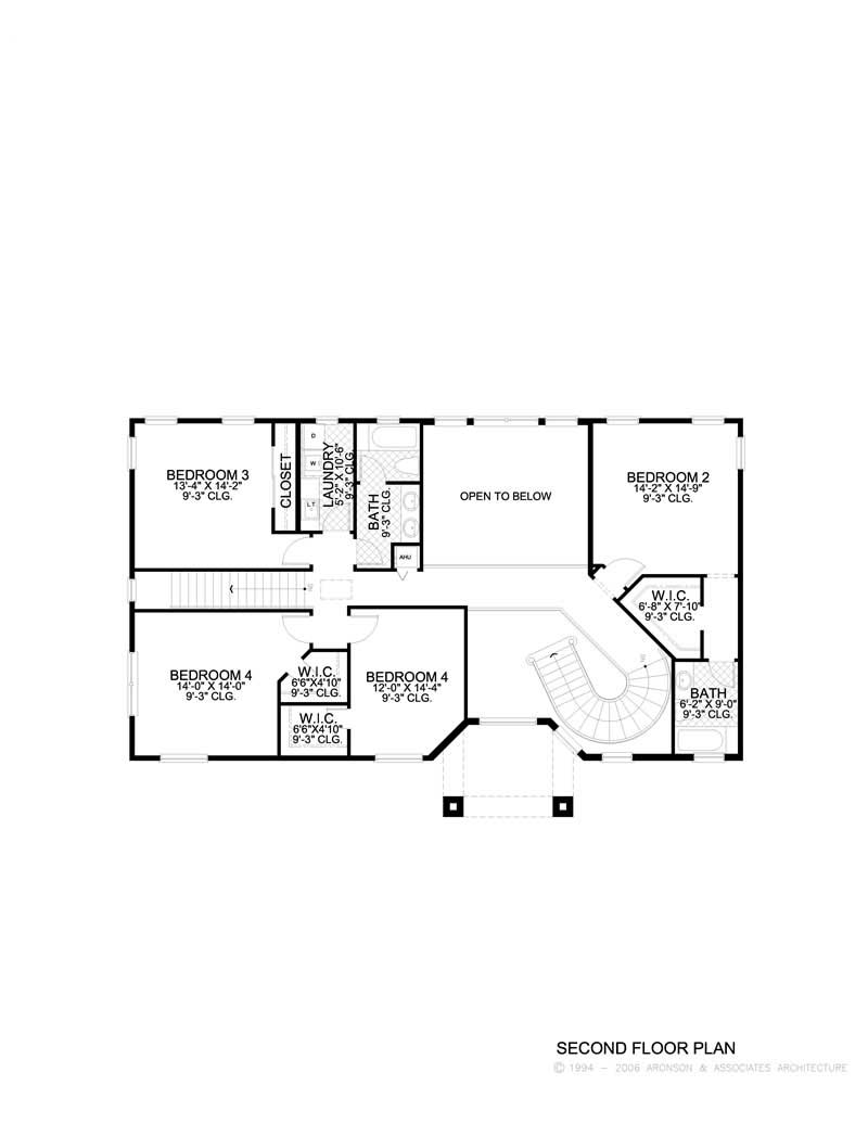 Floor Plan Second Story of Mediterranean Plan #107-1012