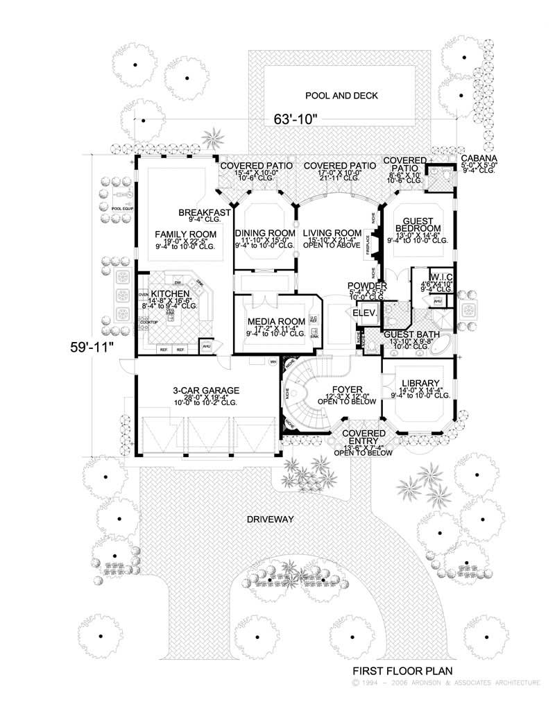 Floor Plan First Story of Luxury Plan #107-1013