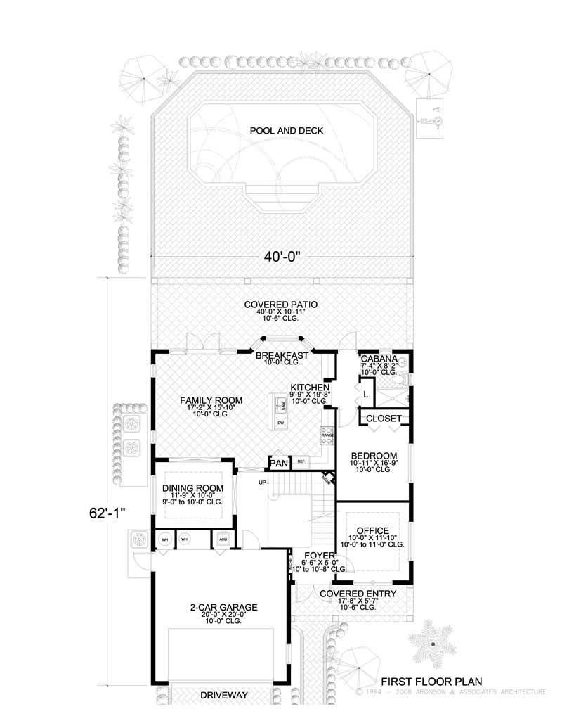 Floor Plan First Story of Mediterranean Plan #107-1014