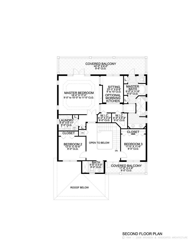 Floor Plan Second Story of Mediterranean Plan #107-1014