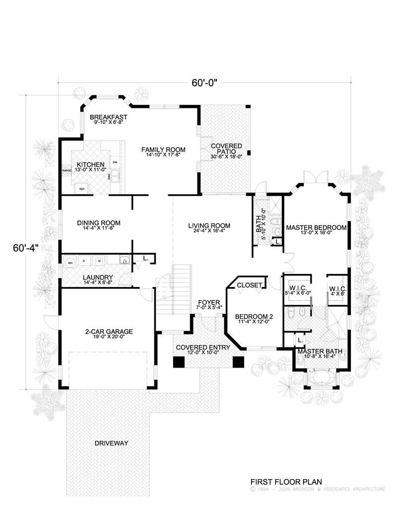 Floor Plan First Story of Mediterranean Plan #107-1018