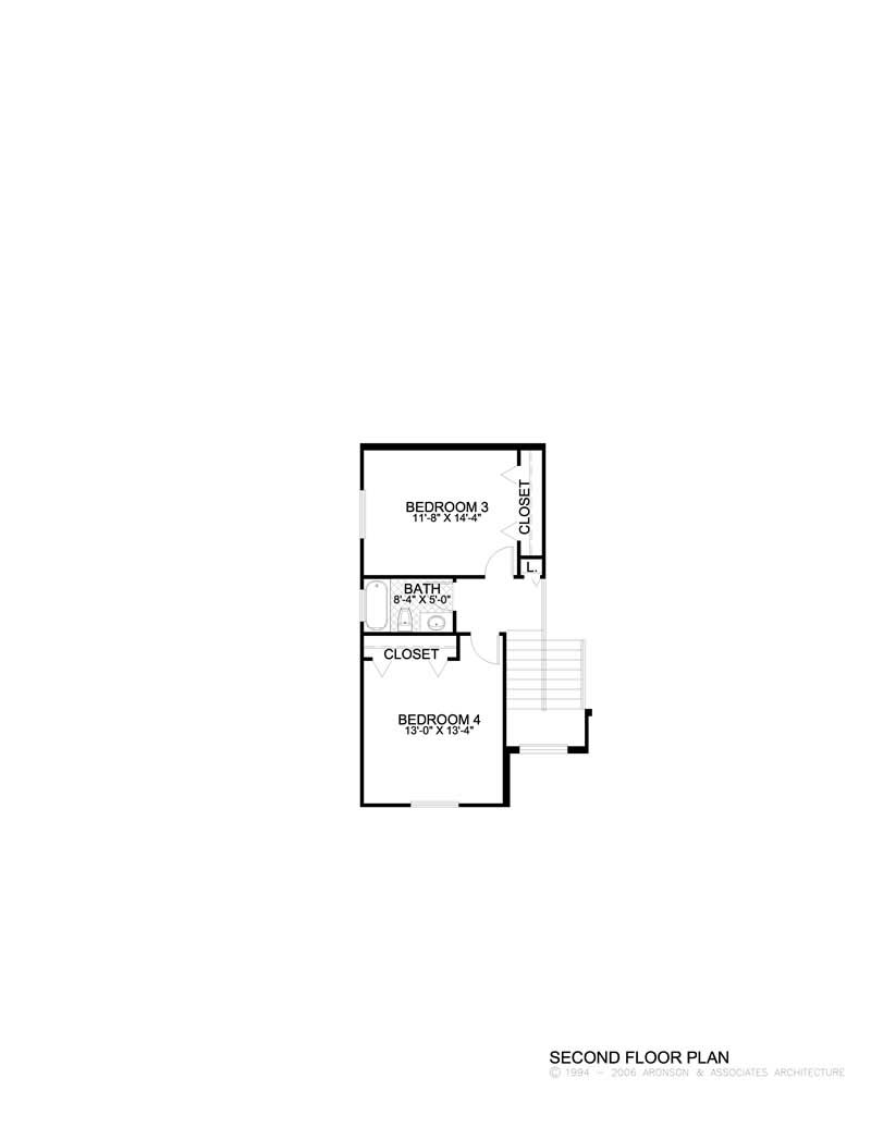 Floor Plan Second Story of Mediterranean Plan #107-1018