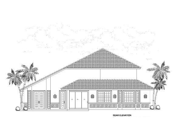 Home Plan Rear Elevation of this 4-Bedroom,2861 Sq Ft Plan -107-1018