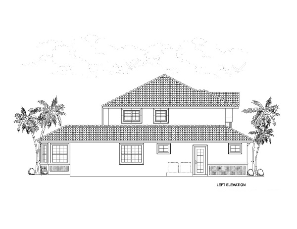 Home Plan Left Elevation of this 4-Bedroom,2861 Sq Ft Plan -107-1018