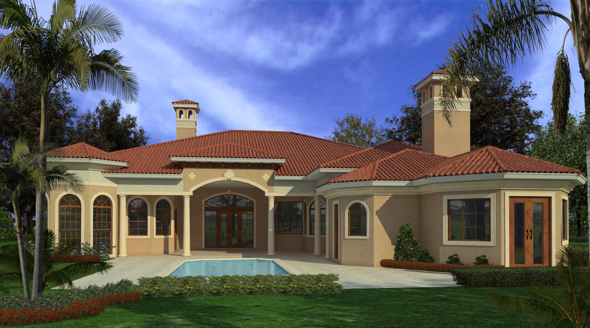 Rear View of this 5-Bedroom, 6095 Sq Ft Plan - 107-1020
