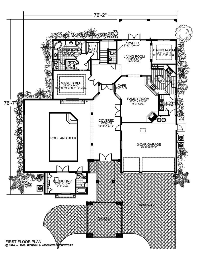 Floor Plan First Story of Mediterranean Plan #107-1023