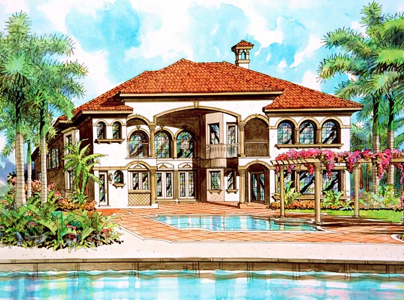 Home Plan Rear Elevation of this 5-Bedroom,4762 Sq Ft Plan -107-1026