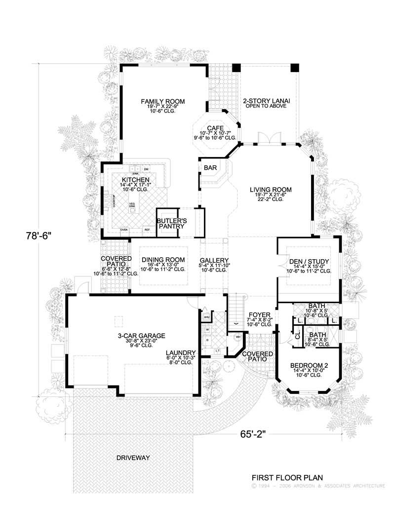 Floor Plan First Story of Luxury Plan #107-1029