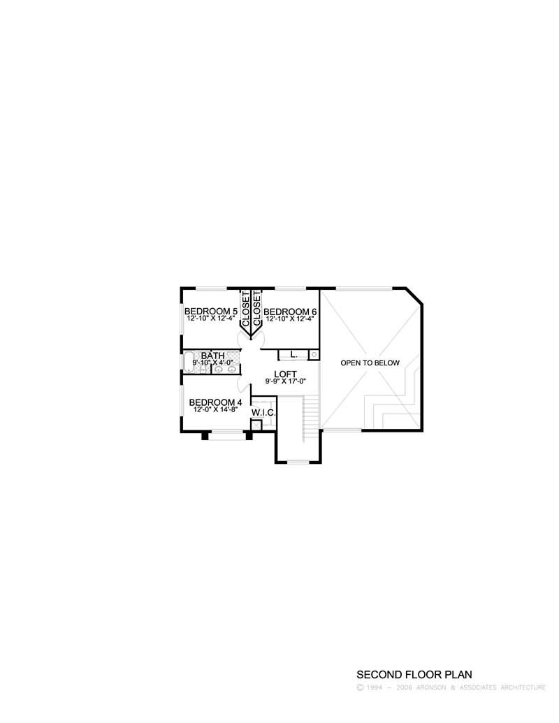 Floor Plan Second Story of Mediterranean Plan #107-1030