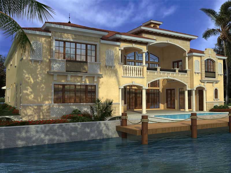 Home Plan Rear Elevation of this 7-Bedroom,7883 Sq Ft Plan -107-1031