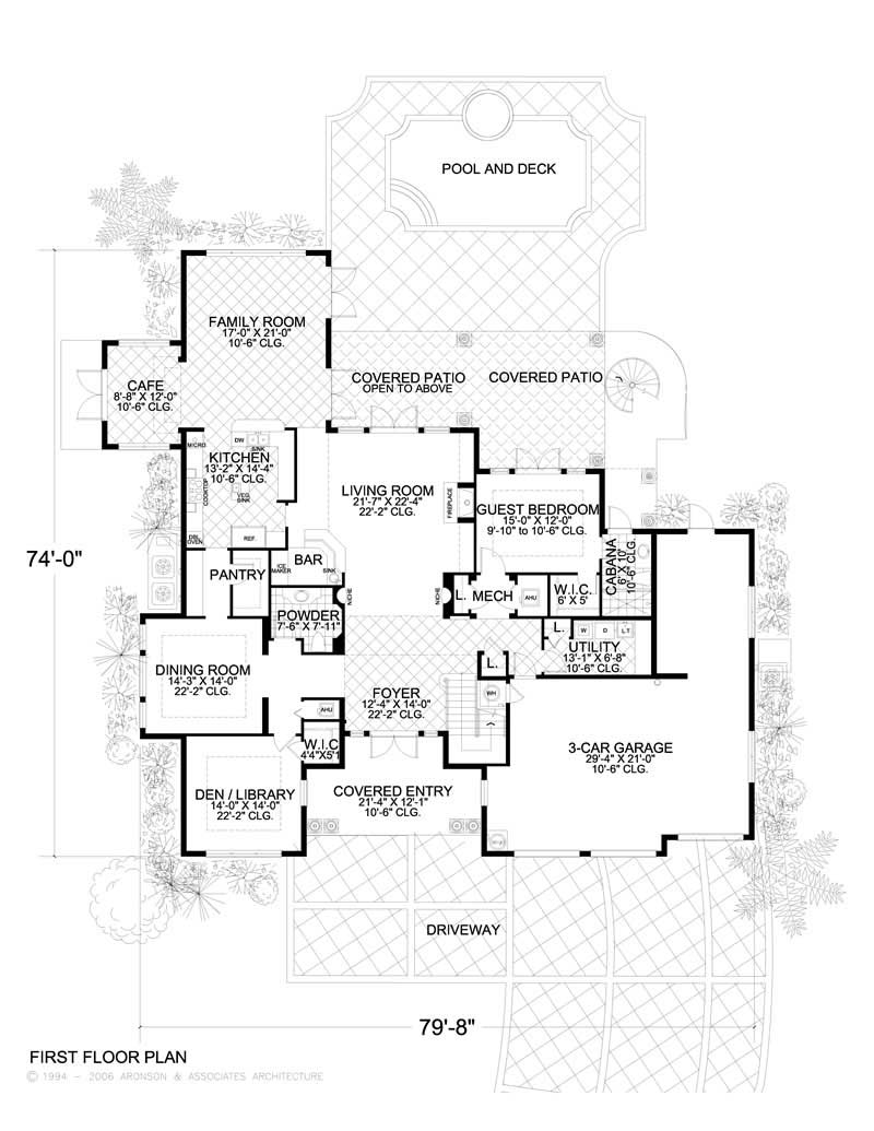 Floor Plan First Story of Luxury Plan #107-1032