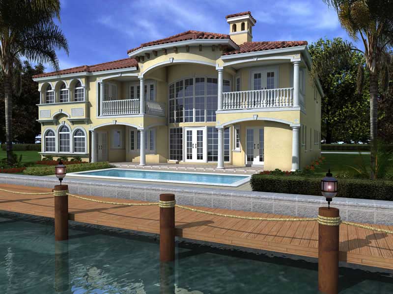 Home Plan Rear Elevation of this 6-Bedroom,6784 Sq Ft Plan -107-1033