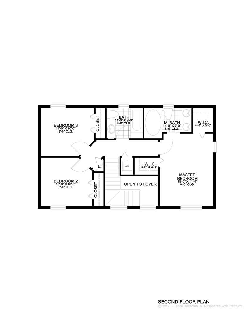 Floor Plan Second Story of Mediterranean Plan #107-1034