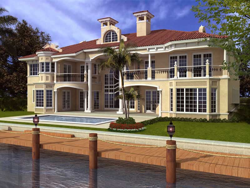 Home Plan Rear Elevation of this 6-Bedroom,8441 Sq Ft Plan -107-1035