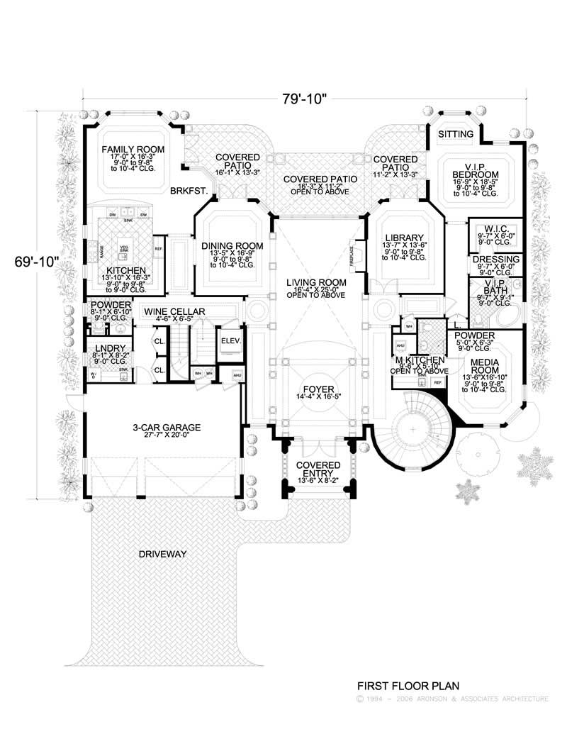 Floor Plan First Story of Luxury Plan #107-1035
