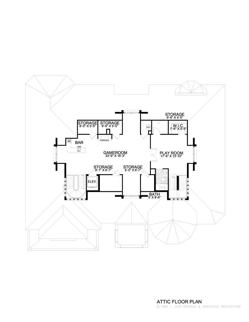 Floor Plan Third Story of Luxury Plan #107-1035
