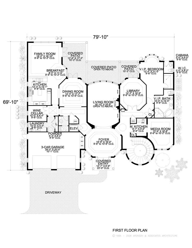 Floor Plan First Story of Luxury Plan #107-1036