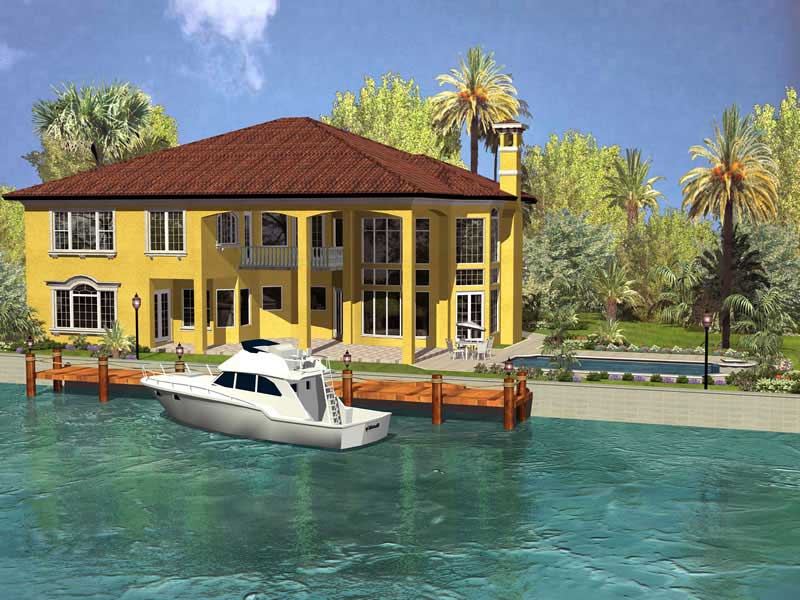 Home Plan Rear Elevation of this 6-Bedroom,6714 Sq Ft Plan -107-1037