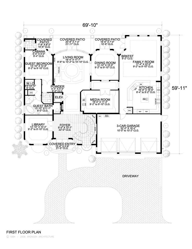 Floor Plan First Story of Luxury Plan #107-1038